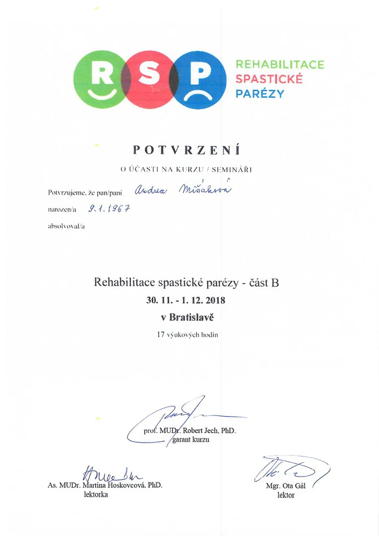 fyziogo-certifikat-rehabilitace-spasticke-parezy-2018